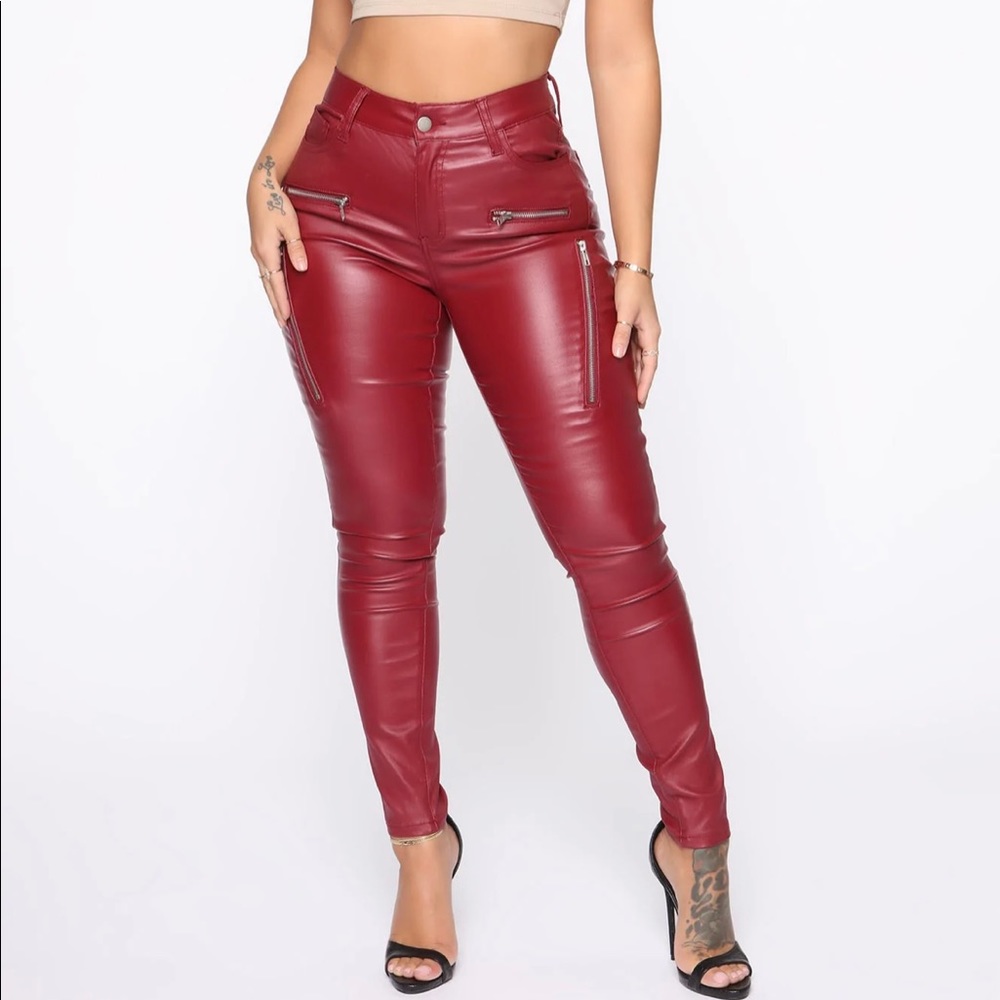 Fashion Nova Caliente Skinny Pant- Burgundy